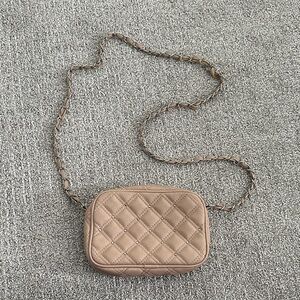 Quilted Crossbody Bag in Taupe - Women's Shoulder Chain Bag
